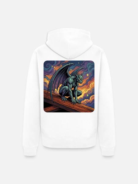Gargoyle auf Sunset Ridge - Unisex Premium Bio Zip Hoodie - Weiß