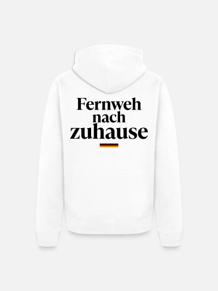 Fernweh nach zuhause Typografie - Unisex Premium Bio Zip Hoodie - Weiß