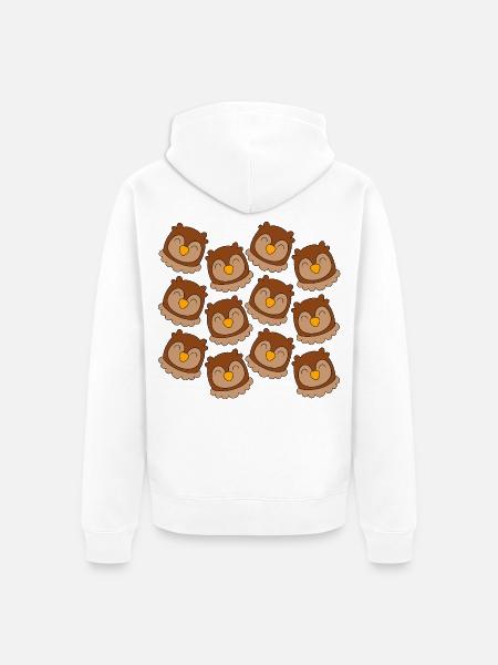 Cartoon-Eulenkopf - Unisex Premium Bio Zip Hoodie - Weiß