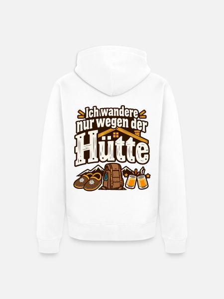 Wandern Berghütte Hüttenabend Wanderer - Unisex Premium Bio Zip Hoodie - Weiß