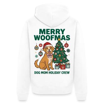 Fröhliche Woofmas Hundemama-Weihnachtscrew - Unisex Premium Bio Zip Hoodie - Weiß - Hinten - Thijin (182cm)
