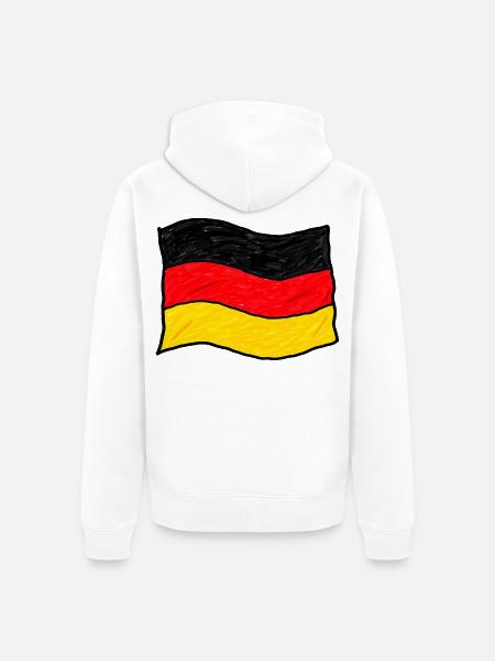Handgezeichnete Deutschlandflagge - Unisex Premium Bio Zip Hoodie - Weiß