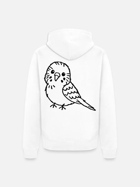 Handgezeichneter Wellensittich - Unisex Premium Bio Zip Hoodie - Weiß
