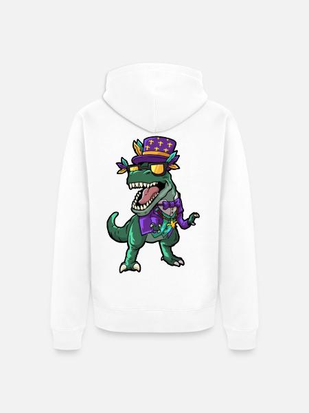 Mardi Gras Dino - Unisex Premium Bio Zip Hoodie - Weiß