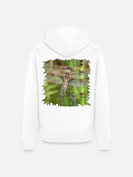 Libelle auf Schachtelhalm - Unisex Premium Bio Zip Hoodie - Weiß