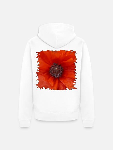 Orangerot Mohnblüte Nahaufnahme - Unisex Premium Bio Zip Hoodie - Weiß