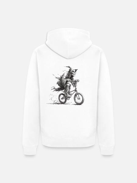 SKull biker - Unisex Premium Bio Zip Hoodie - Weiß