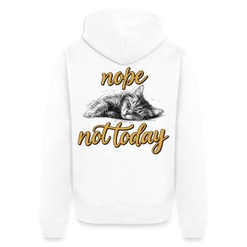 Nope Not Today – Schlafende Katze im Vintage-Stil - Unisex Premium Bio Zip Hoodie - Weiß - Hinten - Thijin (182cm)