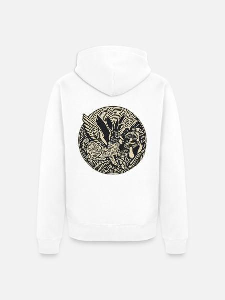Wolpertinger im Linolschnitt - Unisex Premium Bio Zip Hoodie - Weiß