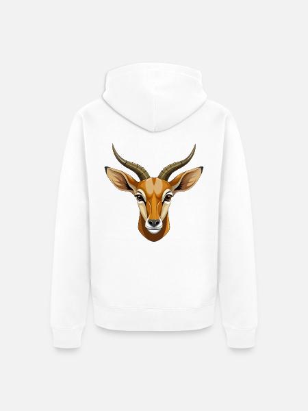 Springbock-Antilopenkopf - Unisex Premium Bio Zip Hoodie - Weiß