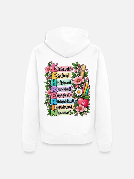 Lehrerin Definition Akrostichon Bücher Geschenk - Unisex Premium Bio Zip Hoodie - Weiß