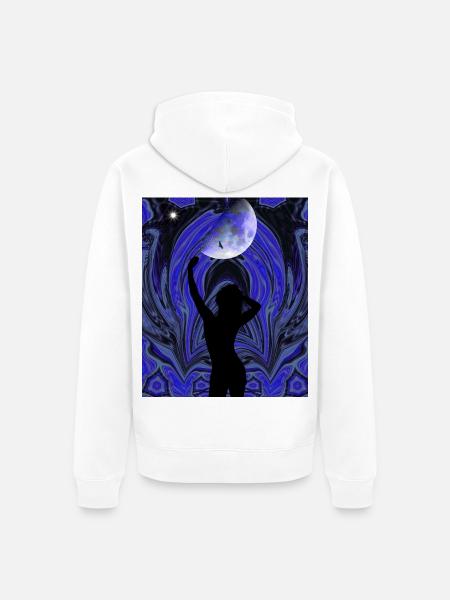 Mondtanz im psychedelischen Wirbel - Unisex Premium Bio Zip Hoodie - Weiß