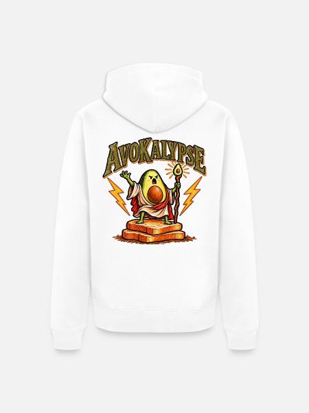 Avocado Apokalypse Motiv - Unisex Premium Bio Zip Hoodie - Weiß