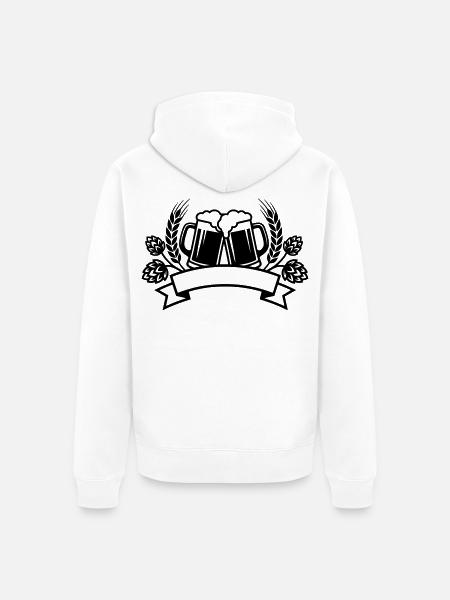 Bierkruege Hopfen Wappen - Unisex Premium Bio Zip Hoodie - Weiß