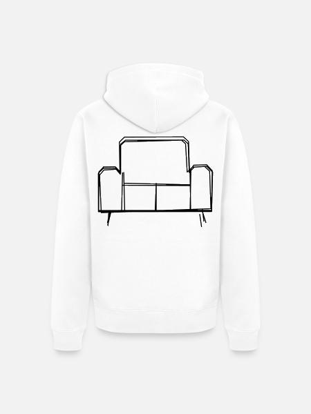 Sofa handgezeichnet - Unisex Premium Bio Zip Hoodie - Weiß