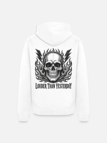 Brennender Schädel und Blitz - Unisex Premium Bio Zip Hoodie - Weiß