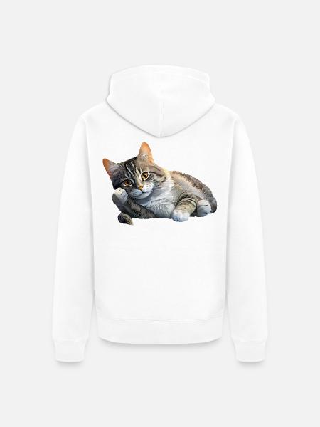 Katze - Unisex Premium Bio Zip Hoodie - Weiß