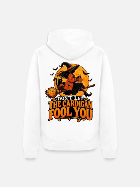 Besenhexe im Mondschein - Unisex Premium Bio Zip Hoodie - Weiß