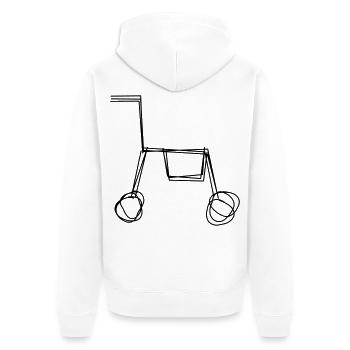 Rollator handgezeichnet - Unisex Premium Bio Zip Hoodie - Weiß - Hinten - Thijin (182cm)