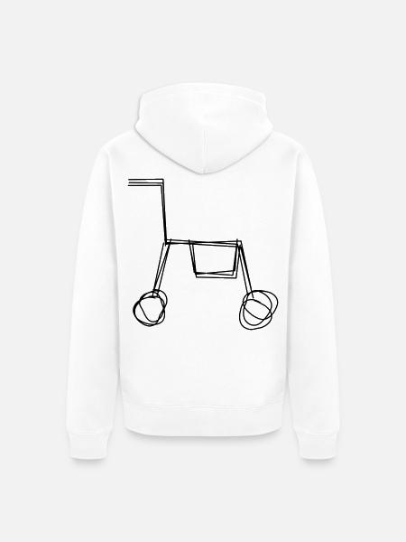 Rollator handgezeichnet - Unisex Premium Bio Zip Hoodie - Weiß