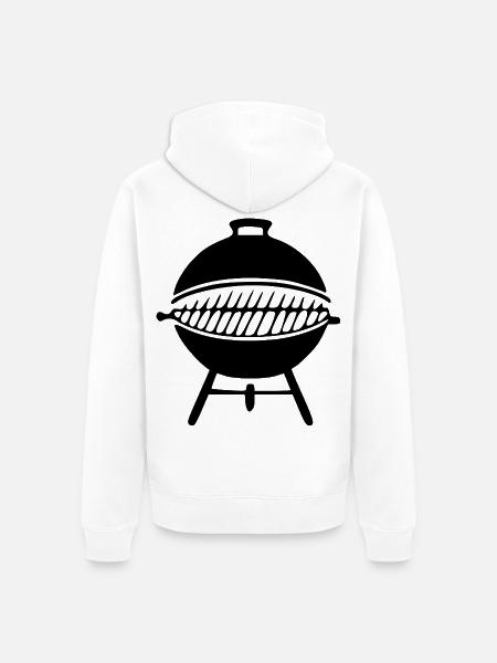 Grill Kugelgrill Grillmeister Schürze Geschenk - Unisex Premium Bio Zip Hoodie - Weiß