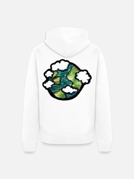 Aquarell Erde mit Wolken - Unisex Premium Bio Zip Hoodie - Weiß