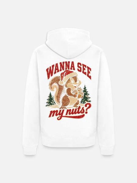 Wanna See My Nuts Eichhörnchen - Unisex Premium Bio Zip Hoodie - Weiß