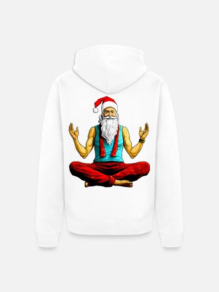 Yogi Weihnachtsmann Yoga - Unisex Premium Bio Zip Hoodie - Weiß