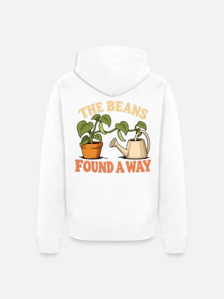 Die Bohnen finden einen Weg - Unisex Premium Bio Zip Hoodie - Weiß