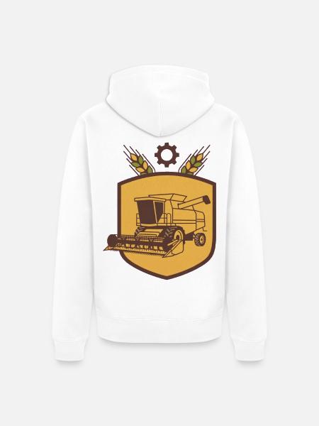 Lohnunternehmen Wappen Mähdrescher – personalisier - Unisex Premium Bio Zip Hoodie - Weiß