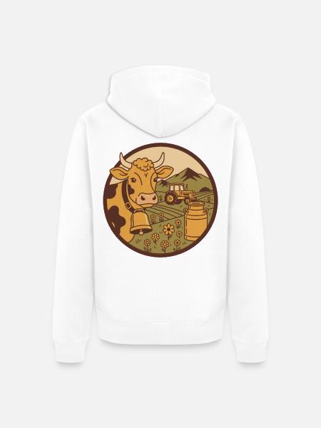 Wappen Kuh – personalisierbar - Unisex Premium Bio Zip Hoodie - Weiß