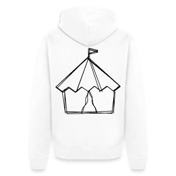 Zirkuszelt handgezeichnet - Unisex Premium Bio Zip Hoodie - Weiß - Hinten - Thijin (182cm)