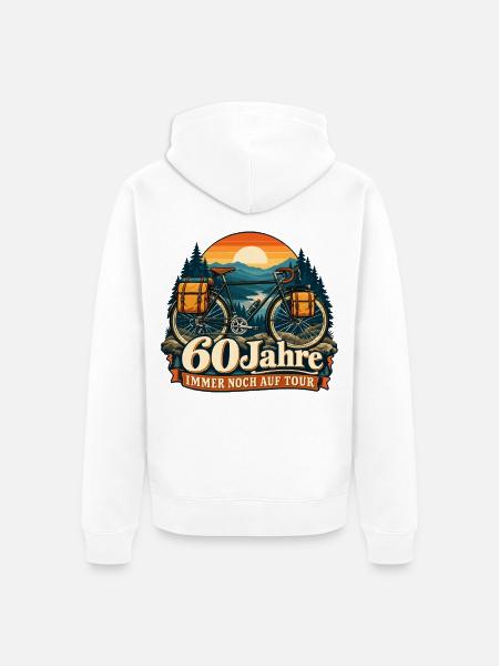 60 Jahre Fahrradreise - Unisex Premium Bio Zip Hoodie - Weiß