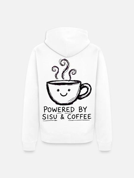 Sisu und Kaffee – Kaffeetasse - Unisex Premium Bio Zip Hoodie - Weiß