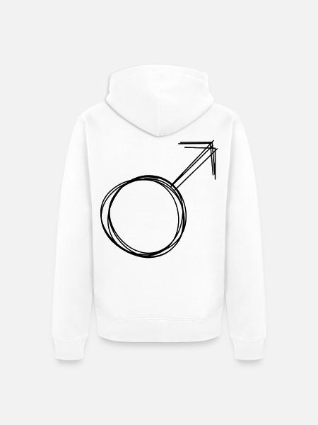 Männlich Zeichen handgezeichnet - Unisex Premium Bio Zip Hoodie - Weiß