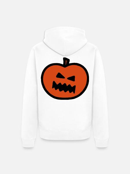 Grimmiger Kürbis-Look Halloween - Unisex Premium Bio Zip Hoodie - Weiß