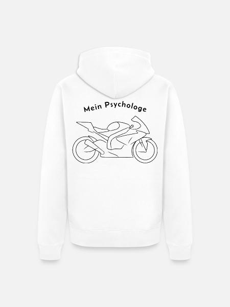 Mein Psychologe - Motorrad - Unisex Premium Bio Zip Hoodie - Weiß