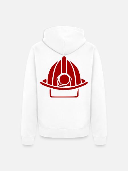Feuerwehrhelm rot Retter Geschenk Feuerwehr  - Unisex Premium Bio Zip Hoodie - Weiß