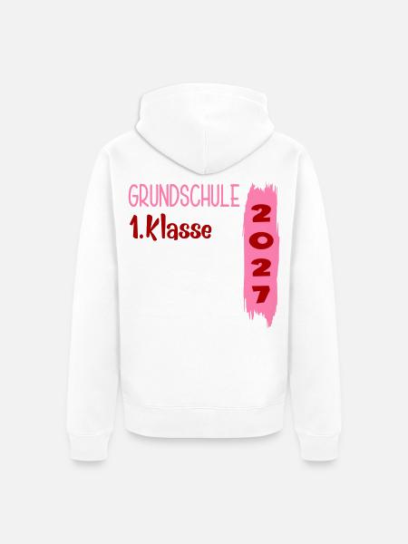 Grundschule 1. Klasse 2027 - Unisex Premium Bio Zip Hoodie - Weiß