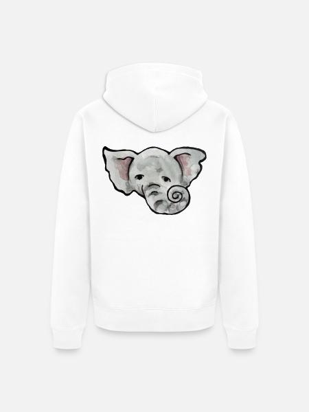 Aquarell Elefantenkopf - Unisex Premium Bio Zip Hoodie - Weiß