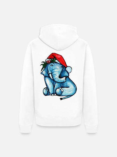 Blue Elephant Santa Splash - Unisex Premium Bio Zip Hoodie - Weiß