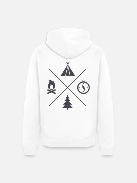 Camping Symbole Abenteuer - Unisex Premium Bio Zip Hoodie - Weiß