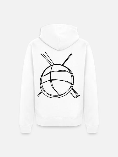 Wollknäuel handgezeichnet - Unisex Premium Bio Zip Hoodie - Weiß