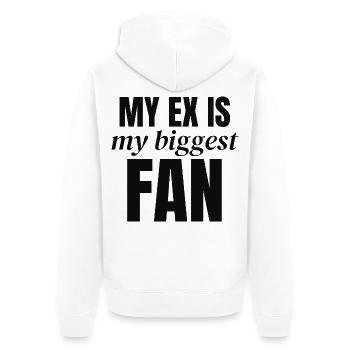 Mein Ex ist mein größter Fan - Unisex Premium Bio Zip Hoodie - Weiß - Hinten - Thijin (182cm)