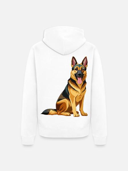Deutscher Schäferhund sitzt - Unisex Premium Bio Zip Hoodie - Weiß