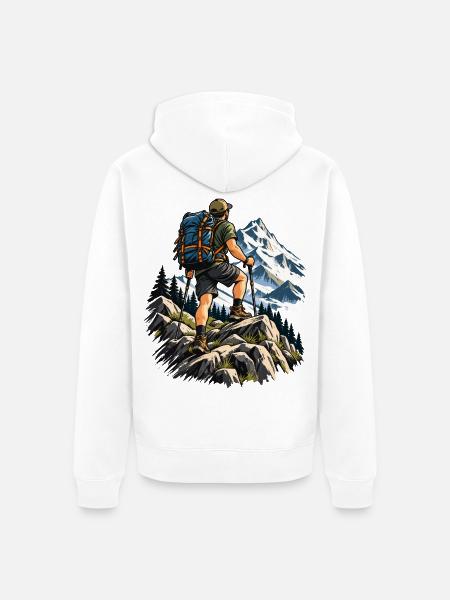 Bergwandern und Trekking für Wanderer - Unisex Premium Bio Zip Hoodie - Weiß