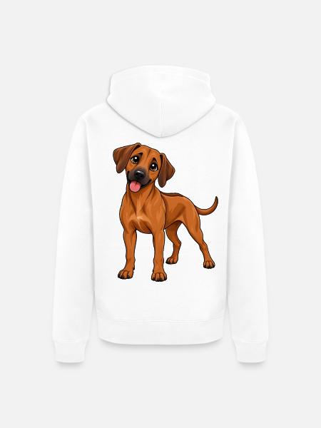 Rhodesian Ridgeback im Kawaii Style - Unisex Premium Bio Zip Hoodie - Weiß