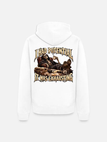 Lustiges Skelett, sarkastischer Humor - Unisex Premium Bio Zip Hoodie - Weiß