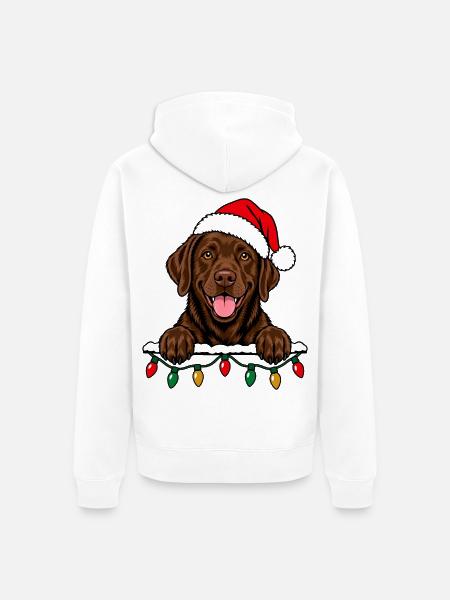 Weihnachten Brauner Labrador - Unisex Premium Bio Zip Hoodie - Weiß