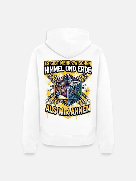 HimmelErde Kosmischer Würfel - Unisex Premium Bio Zip Hoodie - Weiß